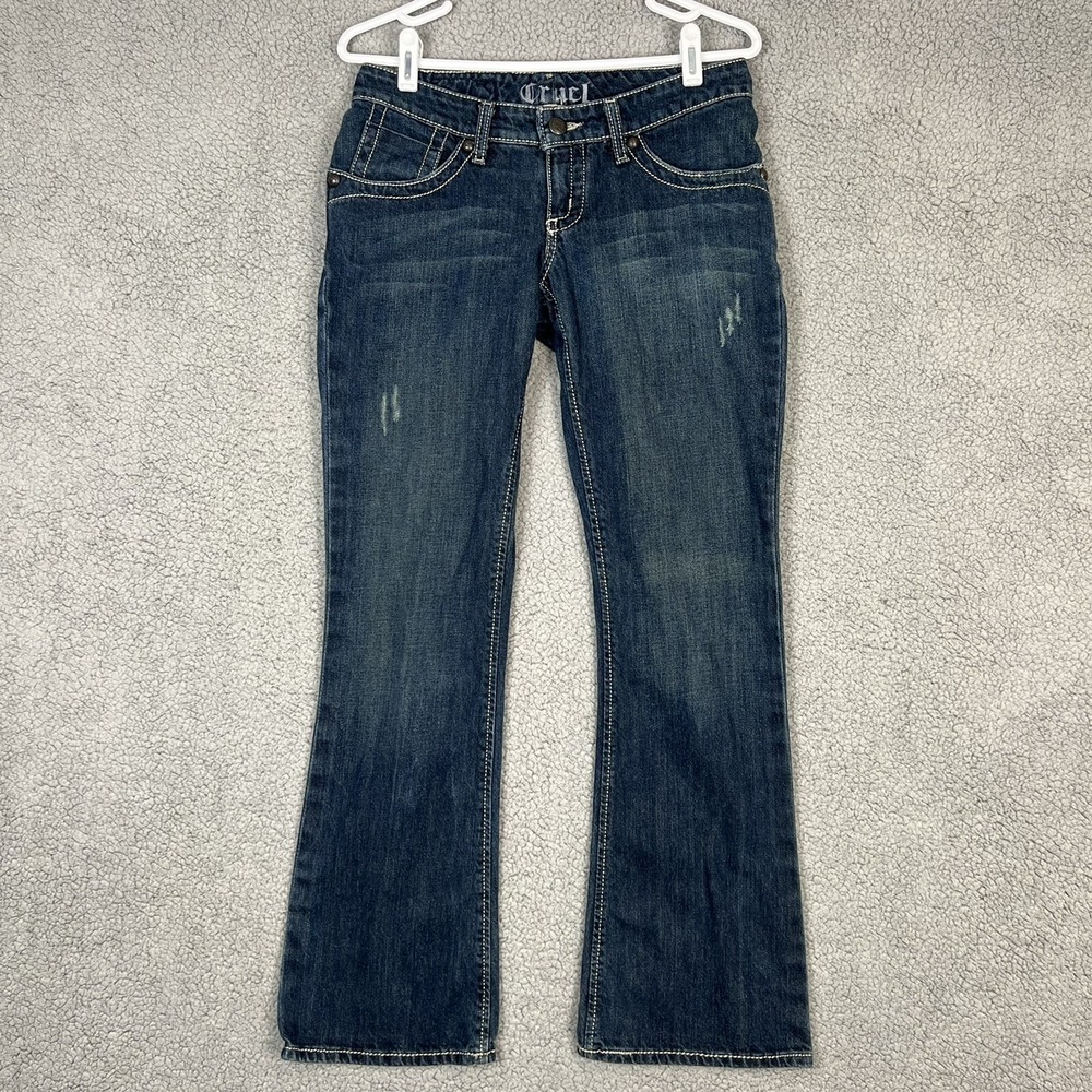 Cruel Girl Saylor Jeans Womens sz 3 Fits 30x31.5 Factory Distressed Flap Pockets